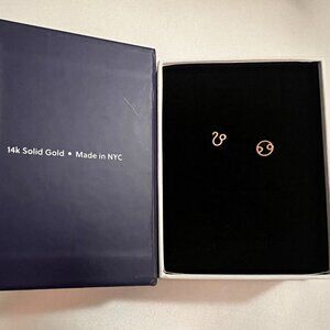 Automic 14k Rose Gold Astrology Leo & Cancer Stud Post Earrings (extra backs)